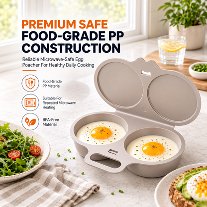 🎁 BUY 1 GET 1 FREE! Microwave Egg Poacher – 2 Eggs in Minutes, No Pan & Easy Cleanup 🍳⚡