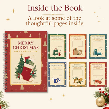 MERRY CHRISTMAS! GIFT CARD BOOK 14 Themed Pages, Hardcover & Durability Line