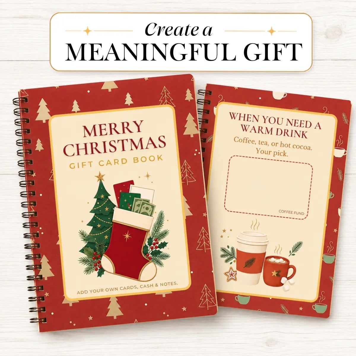 MERRY CHRISTMAS! GIFT CARD BOOK 14 Themed Pages, Hardcover & Durability Line