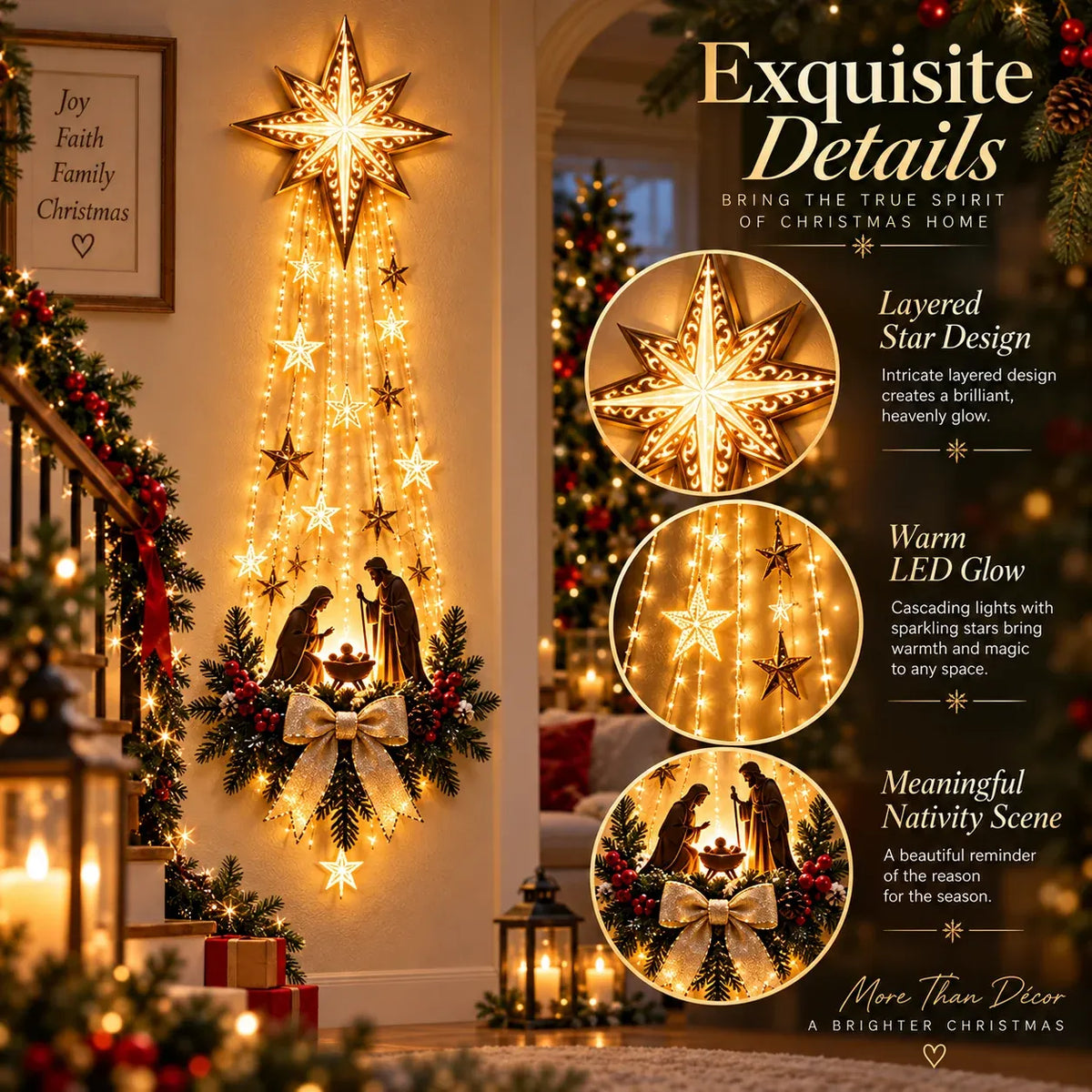 Bethlehem Star of Faith Lighted Nativity Wall Decor