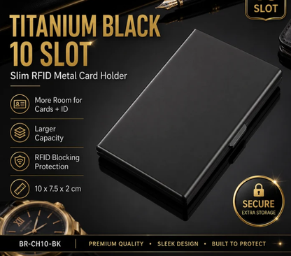 RFID Blocking Stainless Steel Card Holder, Slim Portable Anti‑Theft Metal Credit Card Case