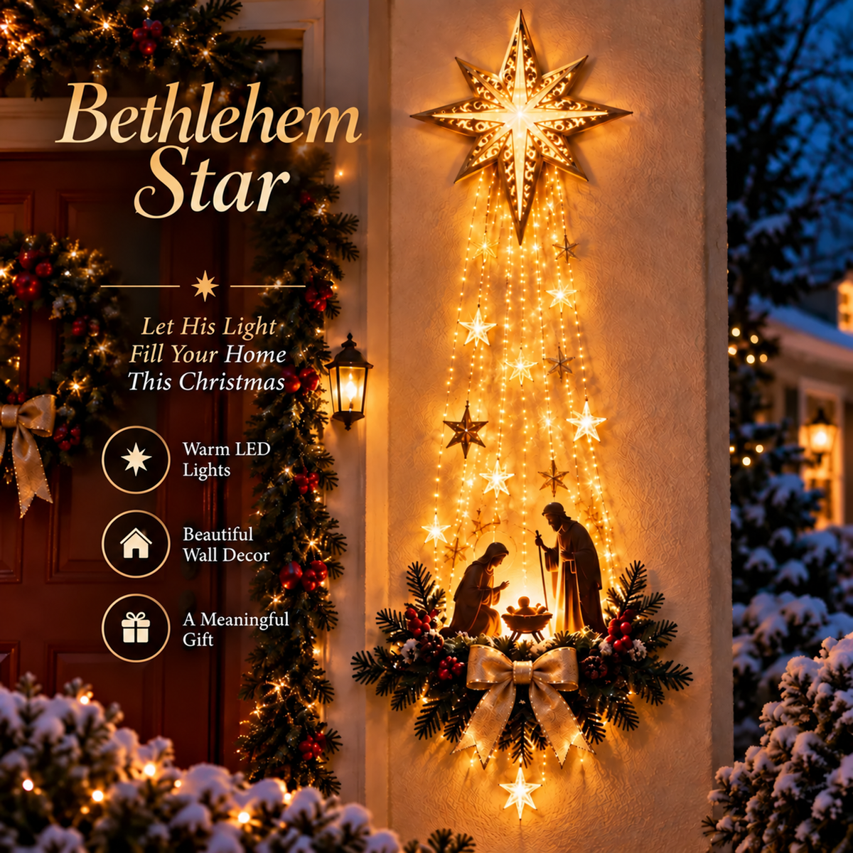 Bethlehem Star of Faith Lighted Nativity Wall Decor