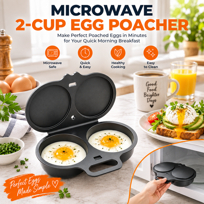 🎁 BUY 1 GET 1 FREE! Microwave Egg Poacher – 2 Eggs in Minutes, No Pan & Easy Cleanup 🍳⚡