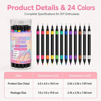 💅 LIMITED‑TIME 50% OFF! 💥 24 Colors Dual Ended Nail Painting Pens Set – Creative, Salon‑Quality, Easy DIY ✨