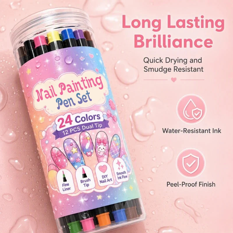 💅 LIMITED‑TIME 50% OFF! 💥 24 Colors Dual Ended Nail Painting Pens Set – Creative, Salon‑Quality, Easy DIY ✨