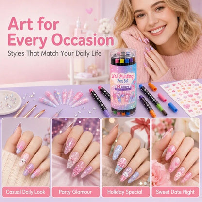 💅 LIMITED‑TIME 50% OFF! 💥 24 Colors Dual Ended Nail Painting Pens Set – Creative, Salon‑Quality, Easy DIY ✨